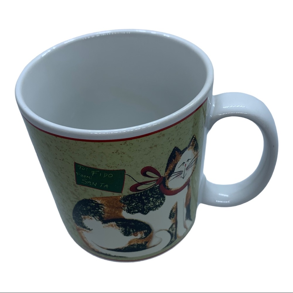 Vintage Sakura Christmas Cats Fidlestix Calico Kitty Cat Coffee Mug Gift